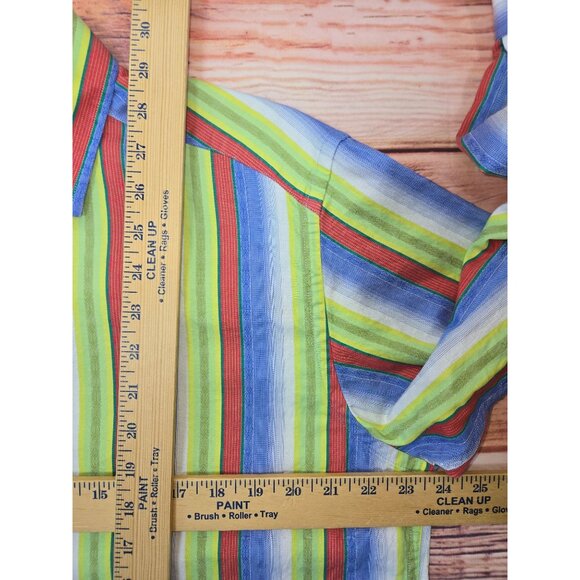 Robert Graham Mens Striped Dress Shirt Large Bright Multi-Color - Picture 9 of 9